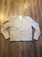 Load image into Gallery viewer, Kingspier Vintage - Vintage hand-knit cream coloured cardigan with buttons and shoulder pads.

Size small.
