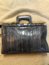 Load image into Gallery viewer, Kingspier Vintage - Vintage Borim grey smooth eel skin bag with top handle.

Length - 15.5”
Width - 1.5”
Height - 10”

This purse is in excellent condition, some overall wear.
