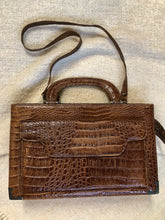 Load image into Gallery viewer, Kingspier Vintage - Vintage Veneto reptile skin satchel with front pocket, removable shoulder strap and two large inside compartments. Made in Italy.

Length - 14”
Width - 3.5”
Height - 9”
Strap - 33”

This purse is in excellent condition.
