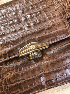 Vintage Brown Reptile Crossbody Bag