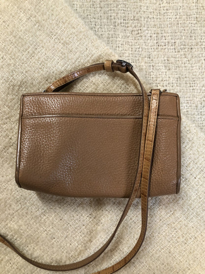 Light Brown Crossbody Bag with Croc-Embossed Details