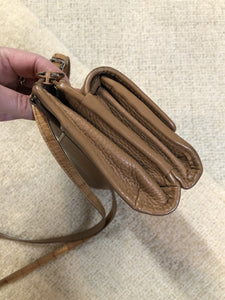 Light Brown Crossbody Bag with Croc-Embossed Details