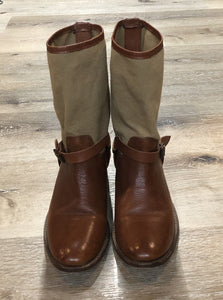 Kingspier Vintage - Frye slouchy canvas and leather boot with harness detail leather sole.

Size 7 women’s

