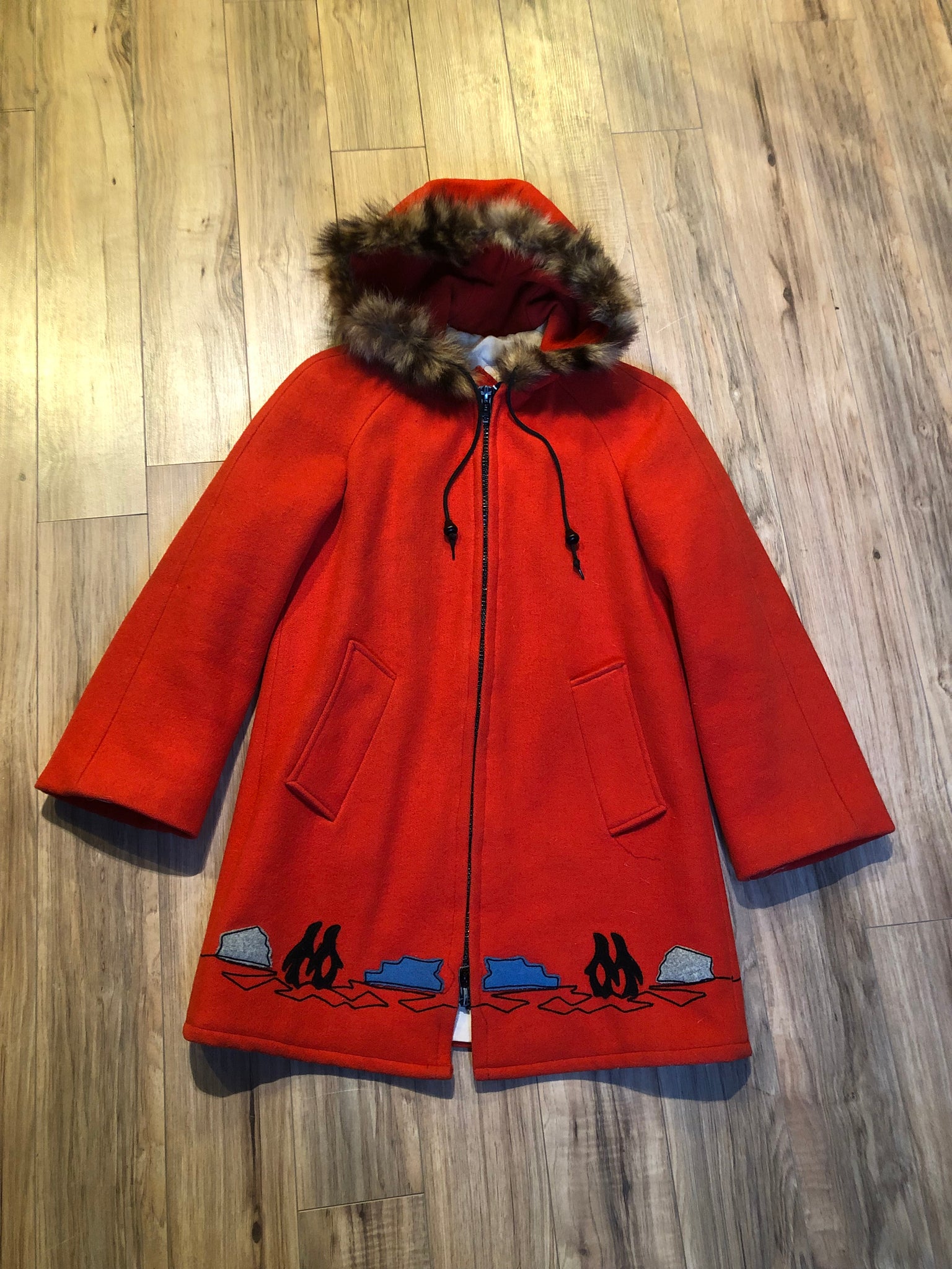 Vintage James Bay Red Wool Northern Parka with Fur Trimmed Hood, Made – KingsPIER  vintage
