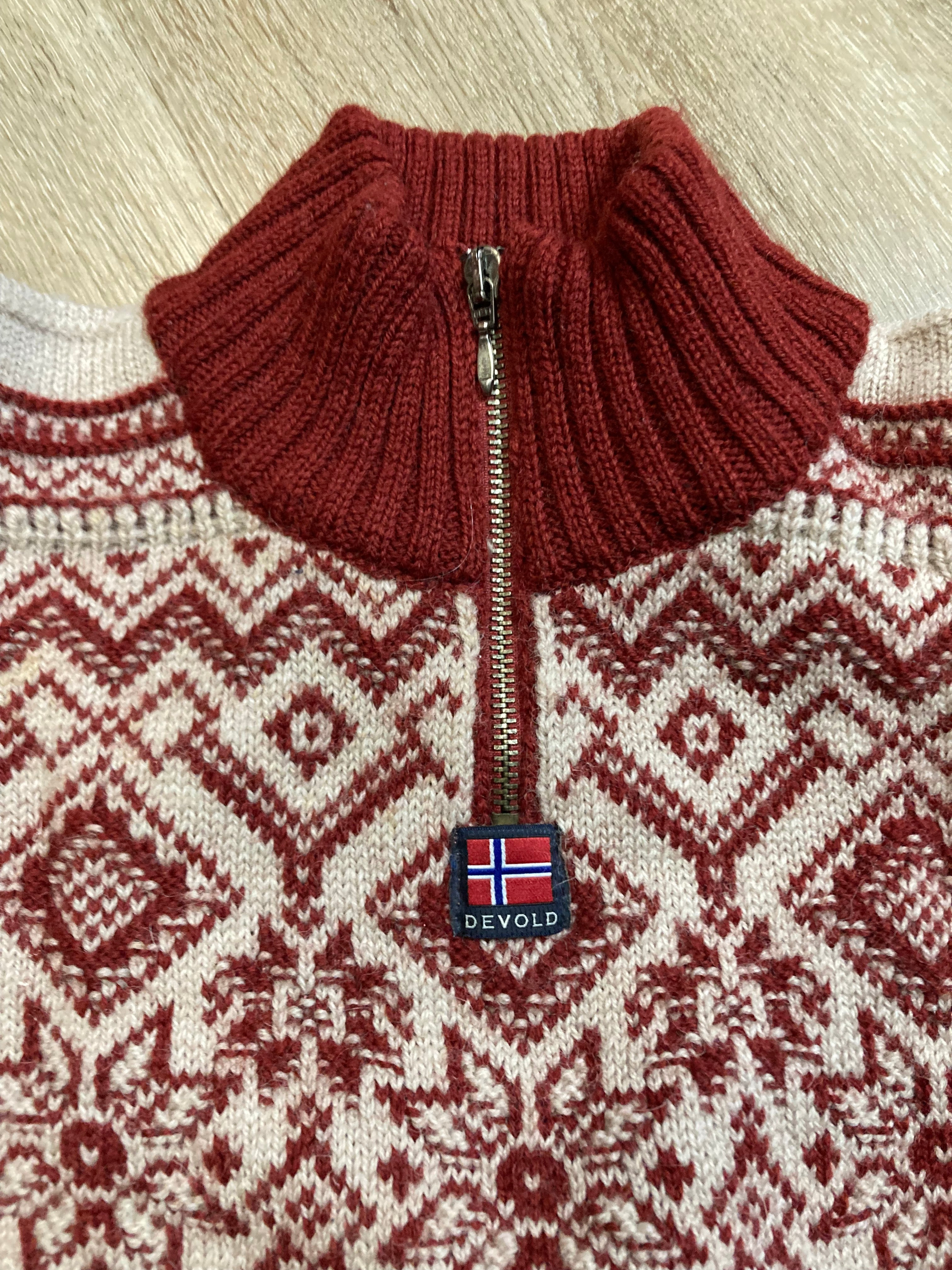 Devold 100% New Wool Red store Sweater Jacket