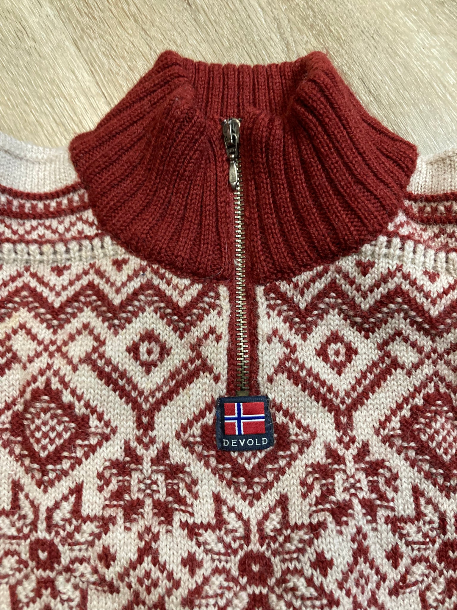 Vintage Norwegian Devold Wool Quarter Zip. Made in Norway