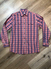 Load image into Gallery viewer, Kingspier Vintage - Wrangler red, white and blue check pattern button up shirt. Mens size medium.


