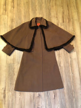 Load image into Gallery viewer, Kingspier Vintage - Vintage “Ch” Part three Parienne by Tokyo and Co long coat with fur trim cape, button closures and two front flap pockets.

Fibres unknown.
Size 7.
