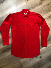 Load image into Gallery viewer, Kingspier Vintage - MWG red western style button up shirt. Cotton and polyester blend. Mens size large.

