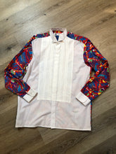 Load image into Gallery viewer, Kingspier Vintage - Vintage Philippe Anton Tuxedo White and Multi-Coloured Design Made in Australia. Cotton blend. Mens size 41. 

