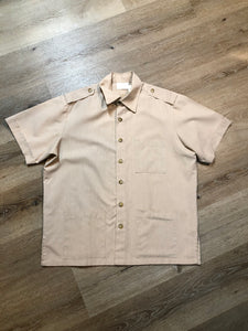 Kingspier Vintage - Bohemian Press beige button up shirt. Mens size large.
