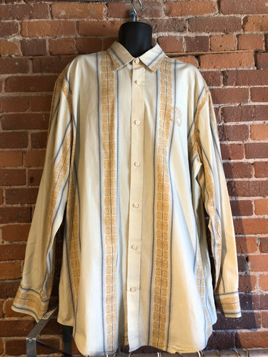 Kingspier Vintage - Timberland button up cotton shirt with beige design. Size XXXL mens.
