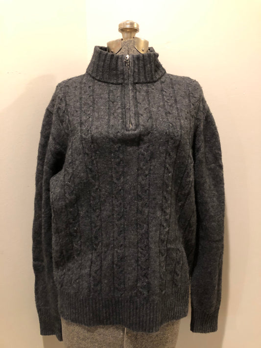 Kingspier Vintage - Savile Row Company 50% lambswool blend quarter zip sweater in grey. Size large.
