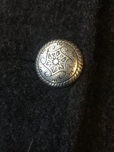 Load image into Gallery viewer, Kingspier Vintage - Alfred Dunner grey 100% wool coat with ornate silver buttons and flap pockets. Made in USA. Size 12.
