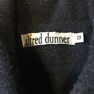 Kingspier Vintage - Alfred Dunner grey 100% wool coat with ornate silver buttons and flap pockets. Made in USA. Size 12.