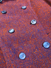 Load image into Gallery viewer, Kingspier Vintage - Handmade blue and orange tweed double breasted jacket with slash pockets and orange inner lining. Size XS/ Small.
