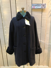 Load image into Gallery viewer, Kingspier Vintage - Vintage Hilary Radley 100% wool coat with shearling trim collar and cuffs, button closures and patch pockets.Made in Canada.Size 6.
