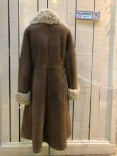 Load image into Gallery viewer, Vintage Antarrex Mongolian lambskin full length shearling coat with button closures and two front pockets.
