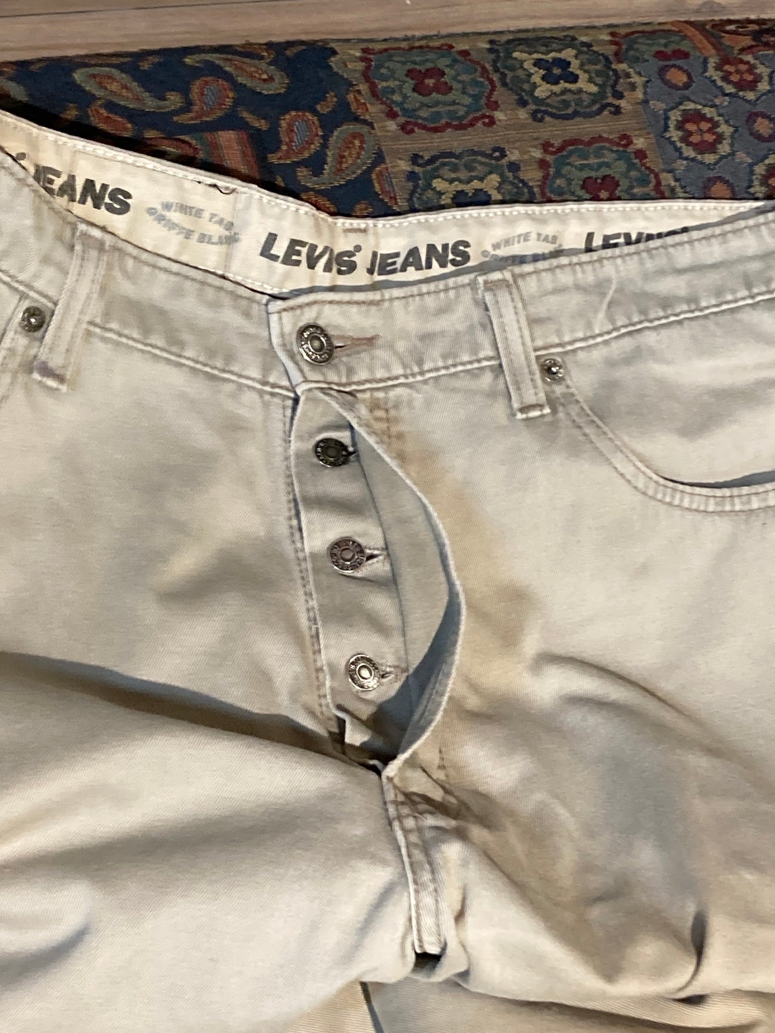 Levi's 501 Made in USA Beige Straight Regular Mom Jeans High