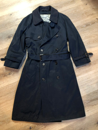 Kingspier Vintage - Hart Schaffner Marx Navy Blue Barrington Trench Coat with Wool Lining40R