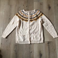 Load image into Gallery viewer, Hand Knit Cream, Brown and Yellow Lopi Cardigan, Made in Nova Scotia
