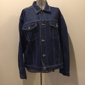 Kingspier Vintage - Vintage Karl Kani jeans hip hop denim jacket with button closures and two flap pockets. Made in Hong Kong. Size XXL.
