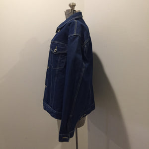 Kingspier Vintage - Vintage Karl Kani jeans hip hop denim jacket with button closures and two flap pockets. Made in Hong Kong. Size XXL.
