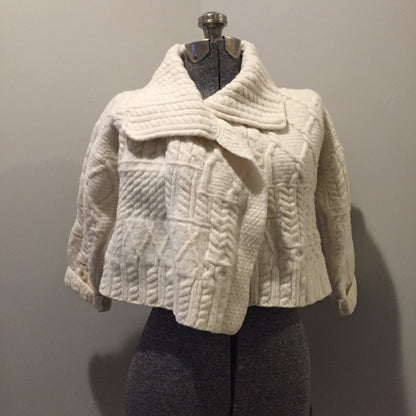 Vintage Carraigdonn Merino Wool Cropped Cardigan, Made in Ireland