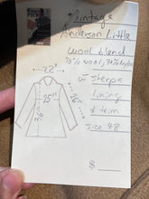 Load image into Gallery viewer, Kingspier Vintage - Vintage Anderson Little wool blend coat (70% wool/ 30% acrylic) with button closures, two front pockets and sherpa lining.
