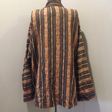 Load image into Gallery viewer, Kingspier Vintage - Handwoven striped tapestry duster with patch pockets. Size large. 

