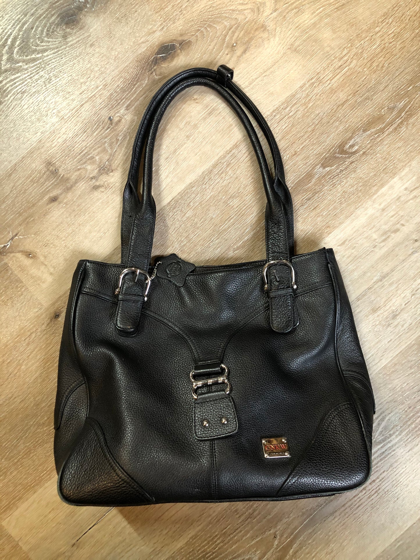 CNKW black leather tote bag