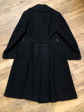 Load image into Gallery viewer, Kingspier Vintage - Rare Vintage 1940’s Bolter Bros Royal Canadian Sea Cadets double breasted long black wool coat. This coat features button closures, partial lining, two front pockets and two inside pockets. 

Size 2/ 5ft 8
Made in Canada.
