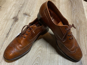 Kingspier Vintage - Brown Full Brogue Wingtip Balmoral Oxfords by Bally Moulins - Sizes: 10.5M 12.5W 43.5EURO, Made in France, Leather Soles, Half Rubber Heels