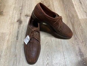 Kingspier Vintage - Brown Seal Skin Textured Plain Toe Derbies by John McHale Custom Shoe - Sizes: 9.5M 11.5W 42-43EURO, Made in Canada, Caravan Collection, Leather Soles, Rubber Heels