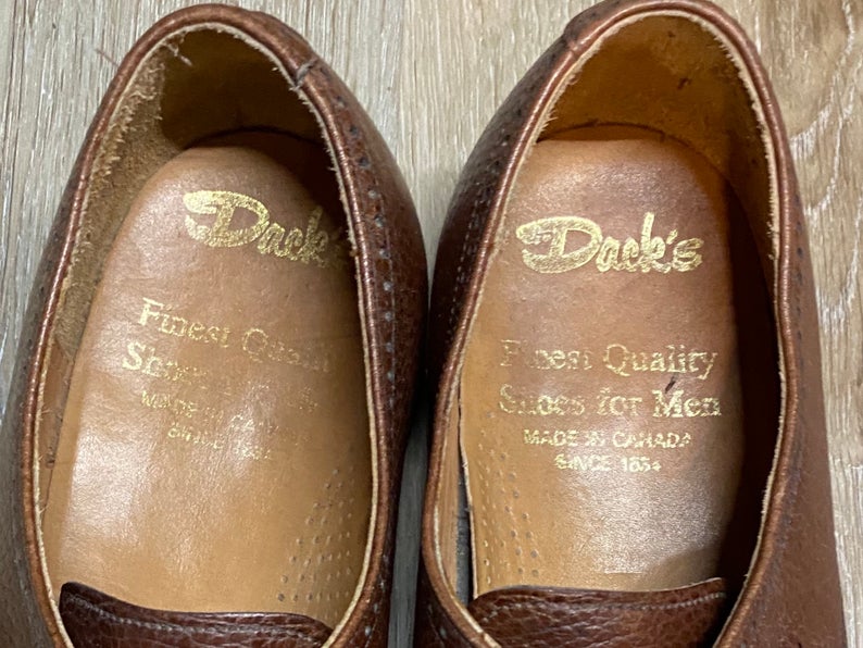 Kingspier Vintage - Brown Quarter Brogue Cap Toe Single Monk Straps with Brass Buckles by Dack’s Finest Quality Shoes for Men - Sizes: 11M 13W 44EURO, Made in Canada, Custom Grade Leather Soles, Leather insoles, Rubber Heels