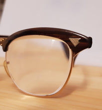 Load image into Gallery viewer, Extremely rare vintage redwood &amp; gold American Optical Sirmont combination eyeglasses made famous by Malcolm X, SOLD
