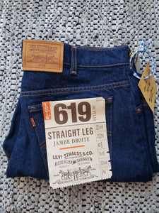 Kingspier Vintage - Classic vintage Levi's 619, 36"x32" (Measures 36" x28"), NWT, Made in Canada, Leather patch, Orange tab, Have been professionally altered to 28" inseam.