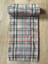 Load image into Gallery viewer, Kingspier Vintage - Multi-coloured plaid scarf. Wool blend, measures 7x56 inches.
