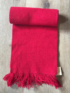 Kingspier Vintage - <p>Handwoven in Newfoundland this red vintage "Nonia" scarf has a very delicate chevron pattern. Measures 9x70 inches.</p>