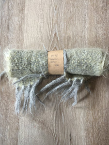 Kingspier Vintage - <p>Handwoven mohair scarf, measures 10x43 inches. Colour is a bit hard to nail down; it's a combination of grey and yellow.</p>