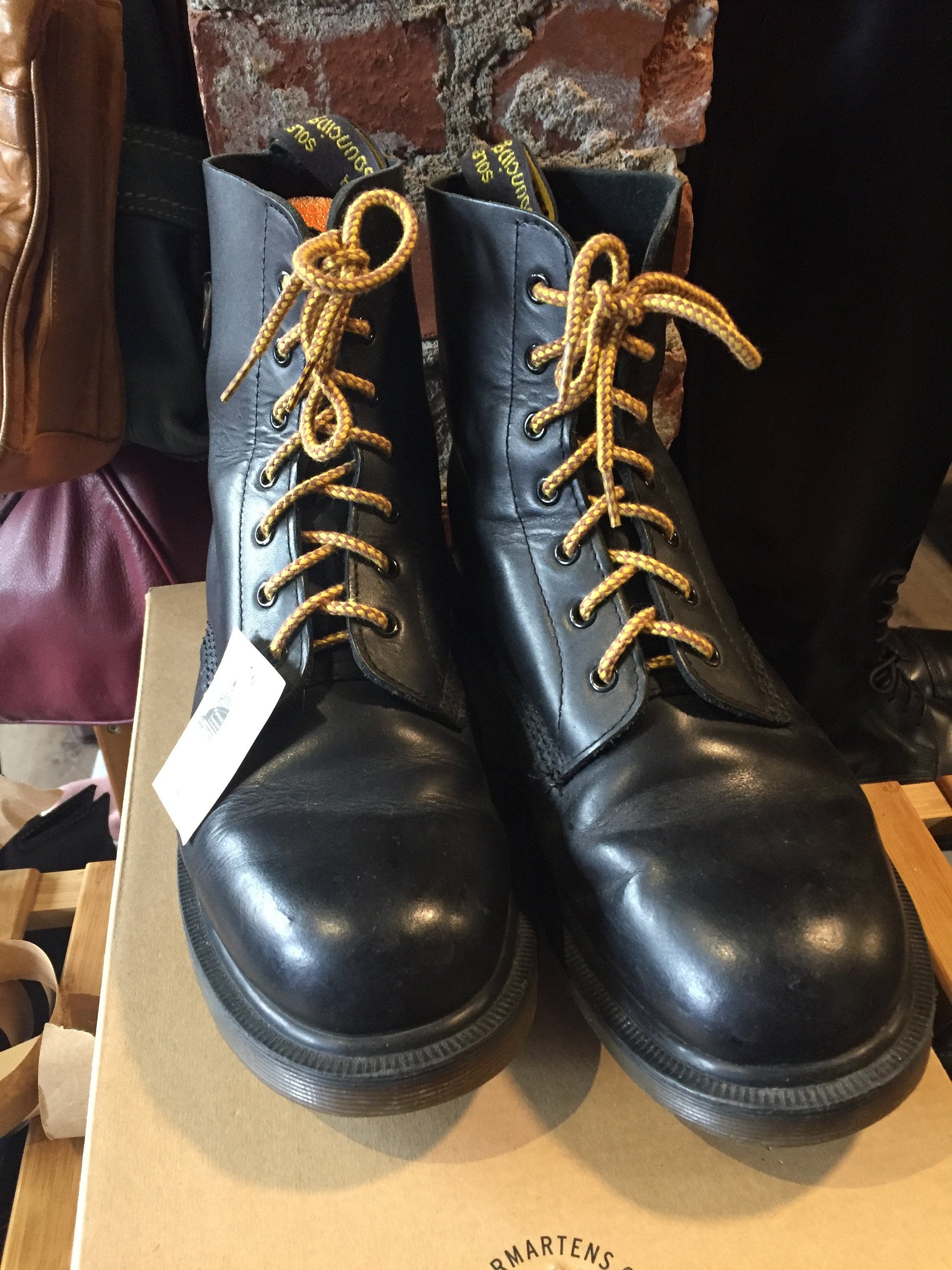 Kingspier Vintage - <p>Vintage seven eyelet Doc Martens <br>
Made in UK<br>
Black <br>
Size EU 42 <br>
*Some slight wear as seen in the third photo.</p>