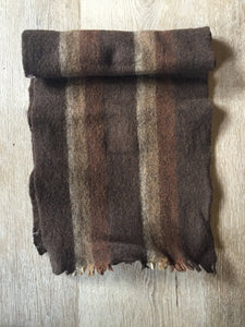 Kingspier Vintage - Vintage "pre-shrunk" brown striped wool scarf.