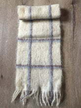 Load image into Gallery viewer, Kingspier Vintage - White, blue, and brown plaid &quot;St. Michaels&quot; mohair scarf, very soft!
