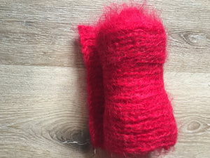Kingspier Vintage - <p> Hand knit mohair scarf in a beautiful shade of red. Measures 6x62 inches. Incredibly soft!</p>