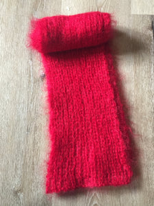 Kingspier Vintage - <p> Hand knit mohair scarf in a beautiful shade of red. Measures 6x62 inches. Incredibly soft!</p>