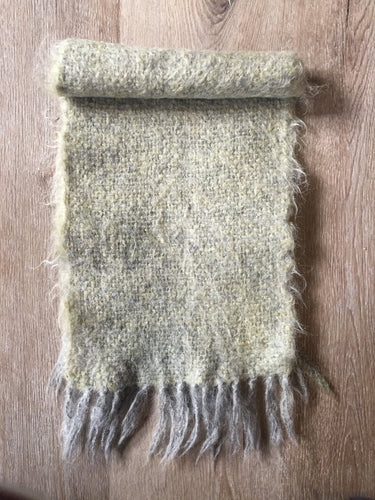 Kingspier Vintage - <p>Handwoven mohair scarf, measures 10x43 inches. Colour is a bit hard to nail down; it's a combination of grey and yellow.</p>