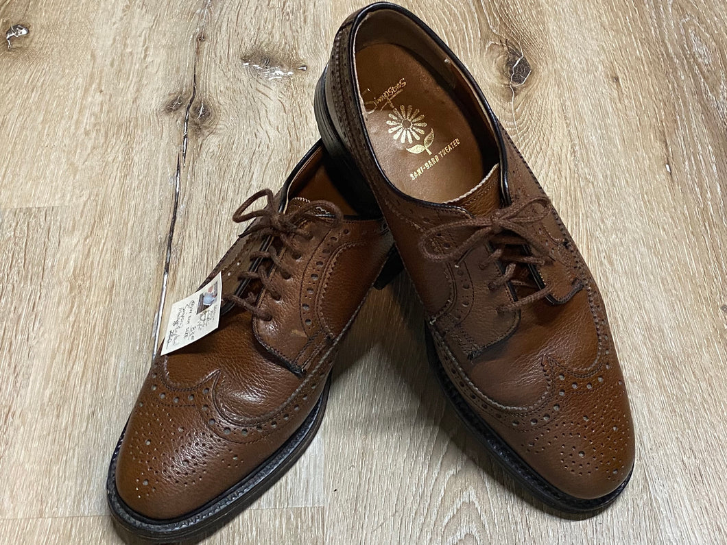 Kingspier Vintage - 1970s Simpsons Royal Worth Wingtip Brogue Exquisite pristine pebbled mahogany leather, Made in England, 8.5 EE