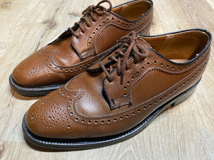 Kingspier Vintage - 1970s Simpsons Royal Worth Wingtip Brogue Exquisite pristine pebbled mahogany leather, Made in England, 8.5 EE
