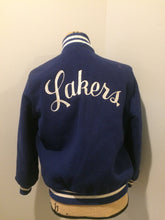 Load image into Gallery viewer, Vintage 1950’s Butwin Blue/White Wool Varsity Jacket “Dartmouth Lakers” (size 34). Made in Canada
