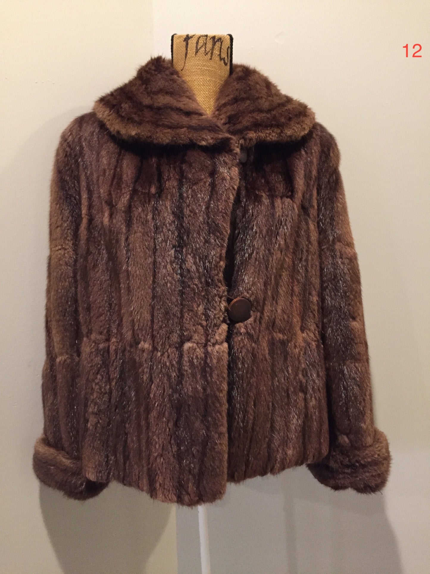 Vintage 1960's Brown Stripped Mink Opera Jacket, Made in Canada